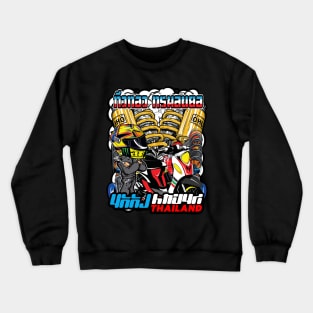 Badass motorcycle engine racing Red rider white Crewneck Sweatshirt